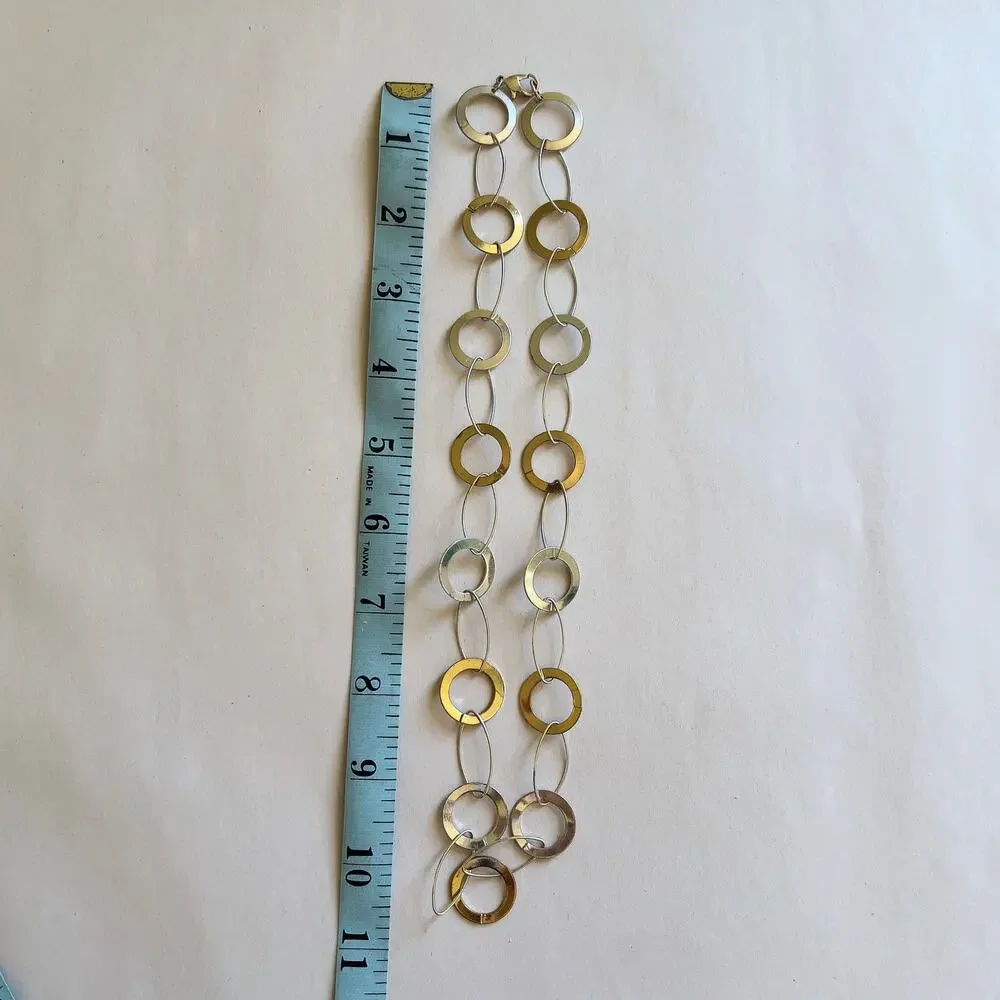 Vintage Y2K Silver and Gold Tone Link Chain Necklace